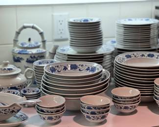 Vintage Chinese Blue and White Porcelain Floral Large Set
