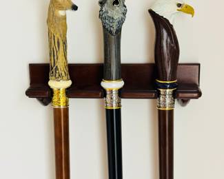 Eagle , Wolf and Deer Canes Franklin Mint 1970's