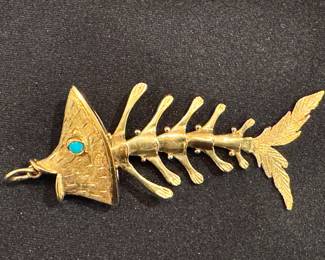 24 Carat Articulated Fishbone Pendant