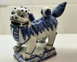 Blue and White Foo Dog Chinese Foo Dog Foo Lion, Chinoiserie Decor