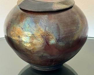 Studio Art Pottery Signed Vessel Metallic Multicolor