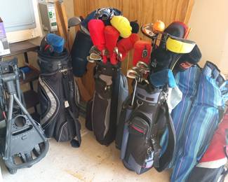 Golf clubs and bags