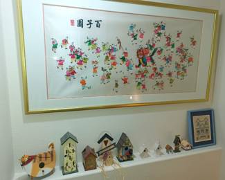 Birdhouses and silk '100 children' art