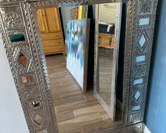 Decorative Mexican silver ornate mirror
