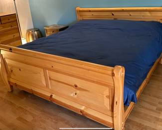 King Sleigh Bed Frame - 100% Pine Wood - Clear-Coated