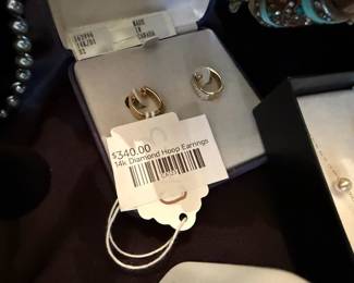 14k Diamond Hoop Earrings