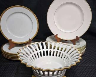 HS109VHaviland Symphonie and Lenox Gold Trimmed Dinnerware
