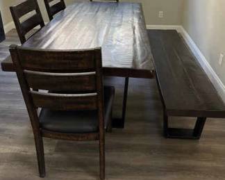 MC100Rustic Wood Metal Dining Set