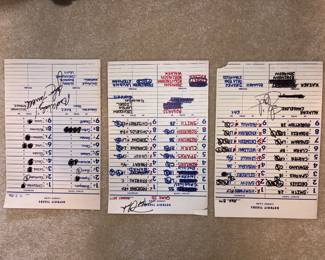 Detroit Tigers Line Up Card Aug 8th Signed By Steve Carter, Detroit Tigers Line Up Card Aug 29th Signed By Phill Clark, Detroit Tigers Line Up Card 7/7/96 Signed By John Farrell!