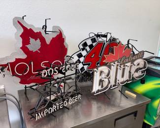 Labatt Blue Neon Beer Sign, Dos Equis Neon Beer Sign, Molson 1990’s Canadian Leaf Neon Sign!