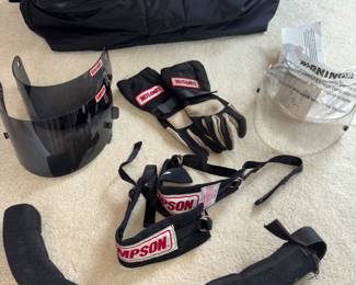 Simpson Replacement Helmet Shield New Voyager,
Simpson Replacement Helmet Shield Shark,Bell Replacement Shield #540000113, Bell Replacement Shield #540000113, Simpson Motor Racing Gloves,
Simpson Arm Restraints #36000, Simpson SFI Spec 3.3 Helmet Support!