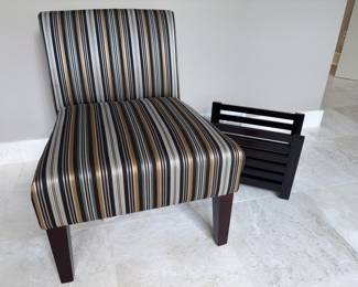 Harmony Home Striped Side Chair, Mocha Magazine Rack!