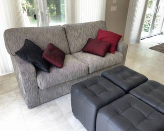 Custom Made Blk/Taupe Sofa w/Pillows!