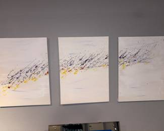 Original Oil Paintings P. Batdorf Abstract Expressionist Tryptic!