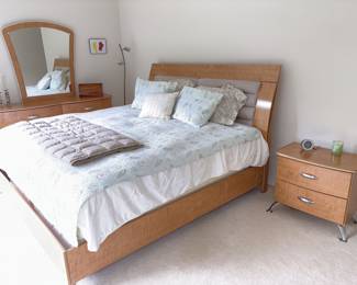 Ashley “Millenium” The Bedroom Collection: 6 Drawer Lowboy Dresser W/Mirror, 2 Drawer Side Table, King Headboard & Frame, Tempurpedic Cashmere Mattress!