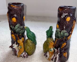 Pr Of Chinese Export Biscuit Glazed Bird & Animal Vases
Sold @ Christies 2012 For $2,300!