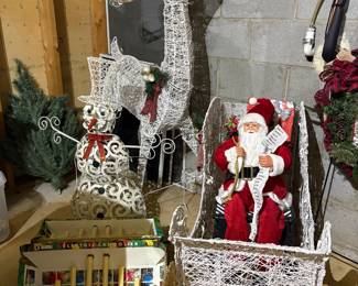 Outside Santa and reindeer display