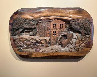 Dimensional sculpture created out of a piece of wood, lights up inside $375 obo