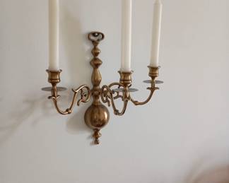 Pair brass candle sconces