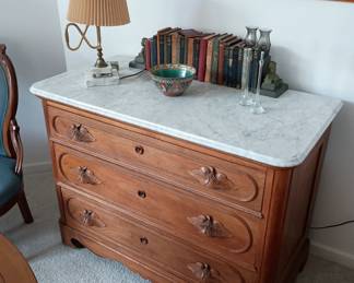 Marble top antique chest of drawers
Renaissance Revival style