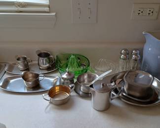 Stainless steel , mid century , serving pieces