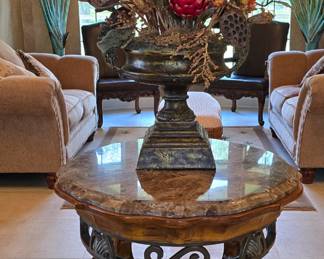 Marble Top Round Table - Beautiful Artificial Arrangement