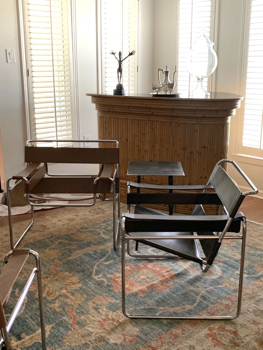Wassily Chairs, Vintage Bamboo Bar