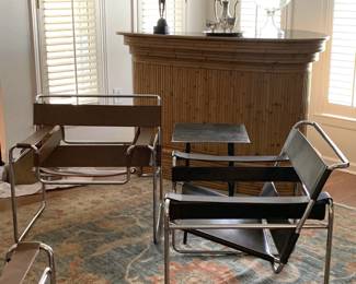 Wassily Chairs, Vintage Bamboo Bar
