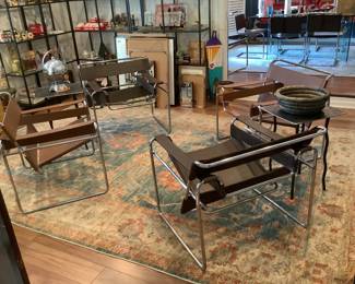 Wassily Chairs, Custom Side Tables, Wool Oriental Rug