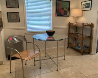 Chrome & Glass table, Patrician chair