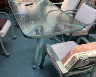 Patio Table with 4 Chairs Rectangular Glass Top