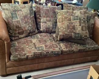 Living Room Light Brown Leather Sofa