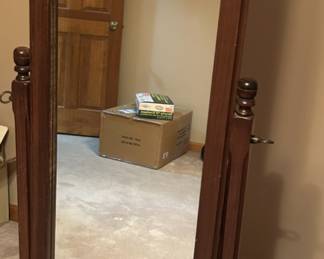 Bedroom Mahogany Wood Floor Mirror