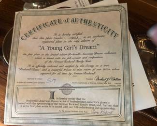 Collector Plate Norman Rockwell Vintage A Young Girls Dream Certificate
