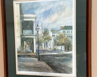 Wall Art Street Scene Steeple in Background