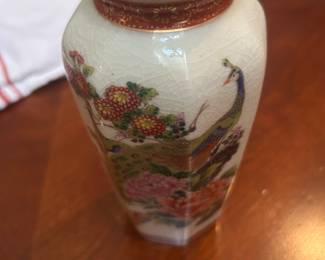 Vintage Japanese White Peacock Vase