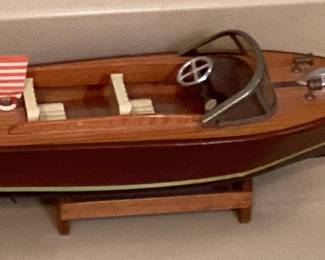 Model Boat with American Flag