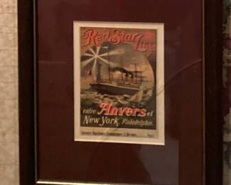 Wall Art 1920s vintage travel poster Red Star Anders NY