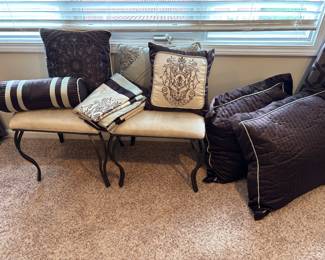 Benches, accent pillows