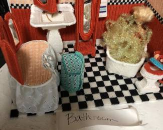 Plastic Canvas Barbie Doll Furniture Bathroom with Barbie Doll