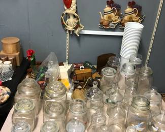Canisters, cups, wood items, etc.