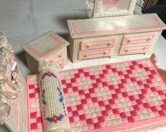 Plastic Canvas Barbie Doll Furniture Bedroom 