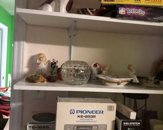 Old ceramic dog, games, Knick knacks, Pioneer, etc