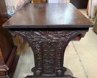 Antique ornate carved table. 41”W x 31”H x 29.5”W