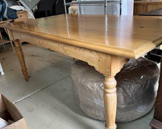 Oak French farmhouse style dining table with drawer