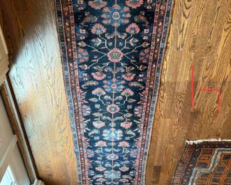 Vintage Persian rug/runner-blue, red, pink, floral