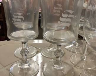 Glasses etched with “S”. 4 pieces
