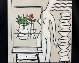 Oscar Saborio (b.1940) 'Dama' Acrylic on Board