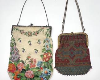 Duo of Antique Beaded Handbags Inc German Alpacca
