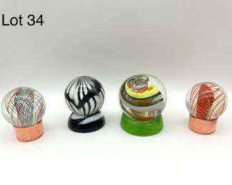 Group of Studio Made Custom Art Glass Marbles Including Davis Glass